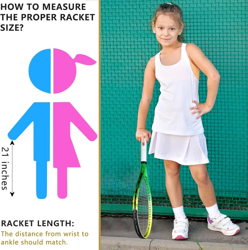 BOWEI 17"-25" Kids Tennis Racket for Aged 2-12 Lightweight Youth Tennis Racquet for Girls and Boys Outdoor/Indoor Sports with 1 Non-Slip Grip and 1 Shoulder Strap Bag Easy Carry - Image 5
